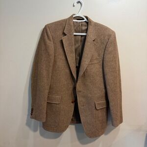 Woodmere Mens 38R Wool Tweed Blazer Brown Tan Two Button Sport Coat 100% Wool